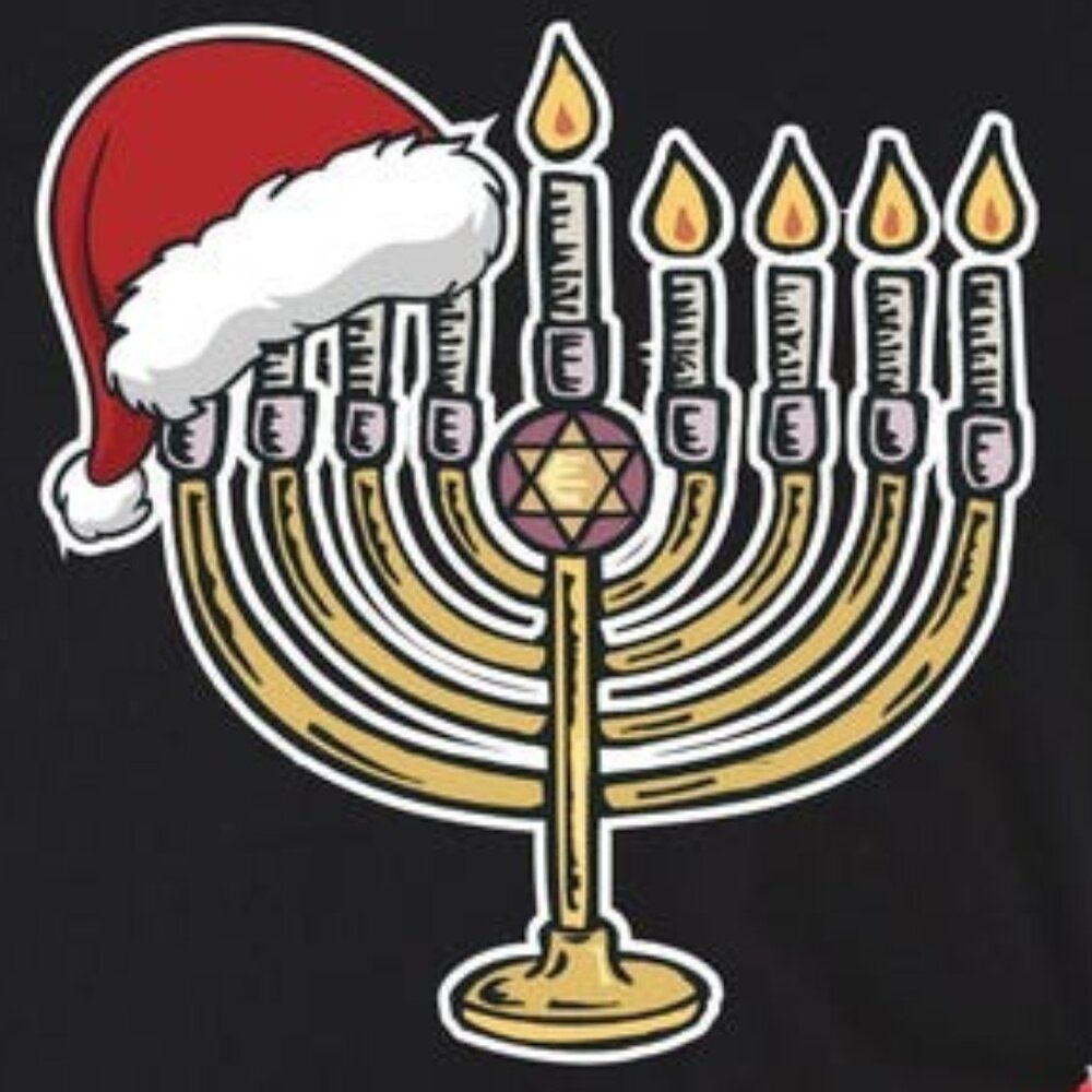 Menorah Christmas T-Shirt, Jewish T-Shirt, Family Chrismukkah T-Shirt - Picture 2 of 5